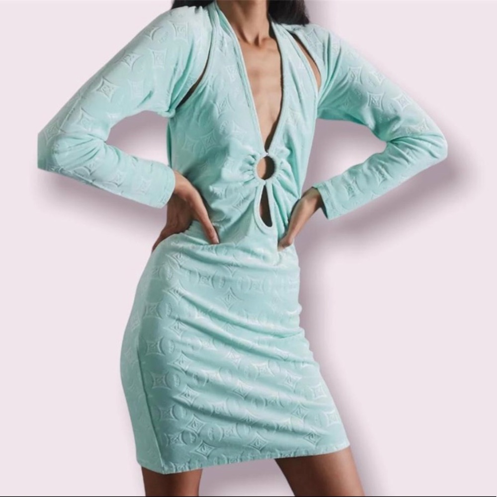 UO EXCLUSIVE JUICY COUTURE VELOUR EMBOSSED MINI DRESS